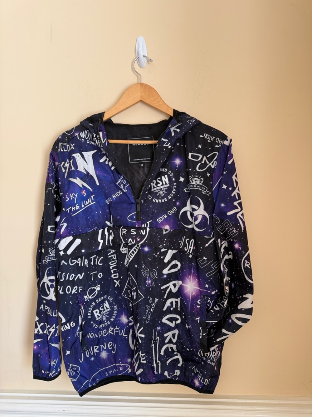 Reason Clothing Galaxy Graffiti Quarter-Zip‎ Windbreaker Sz M
